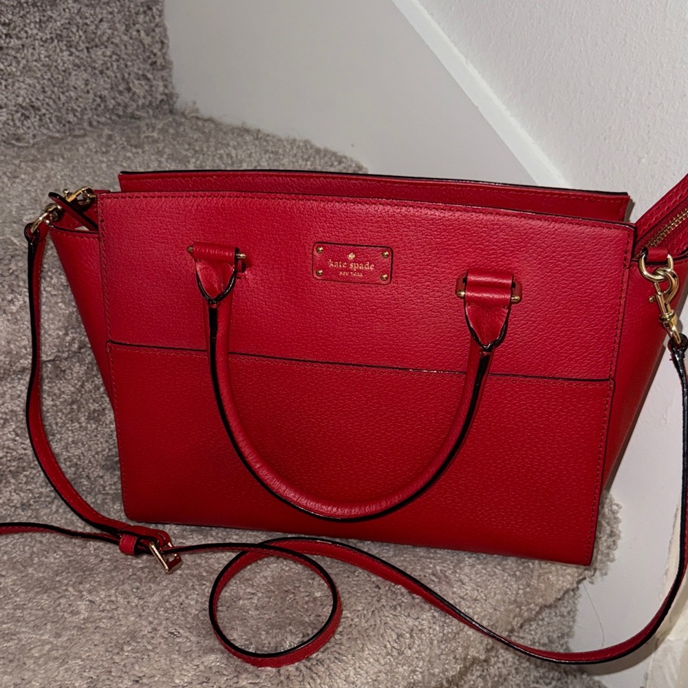 Kate Spade Red Leather Lana Satchel - Picture 2 of 14